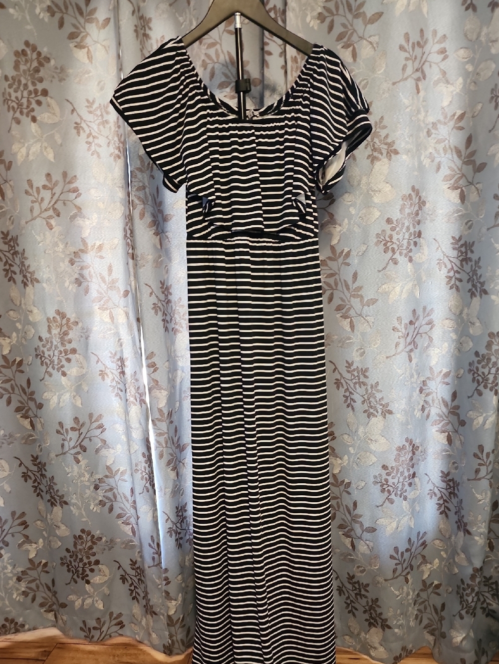 Striped Black and White Maxi Dress - Casual Women's Summer Dress